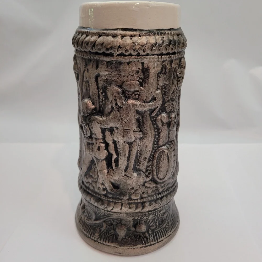 Vintage 1981 Beer Stein Silver Relief‎ German Bier Oder Wein Tankard Mug